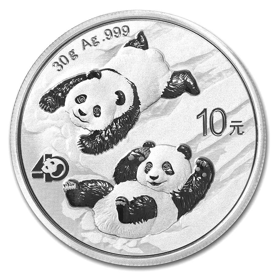 Silver coin China Panda 30g (2022) 40. ANNIVERSARY
