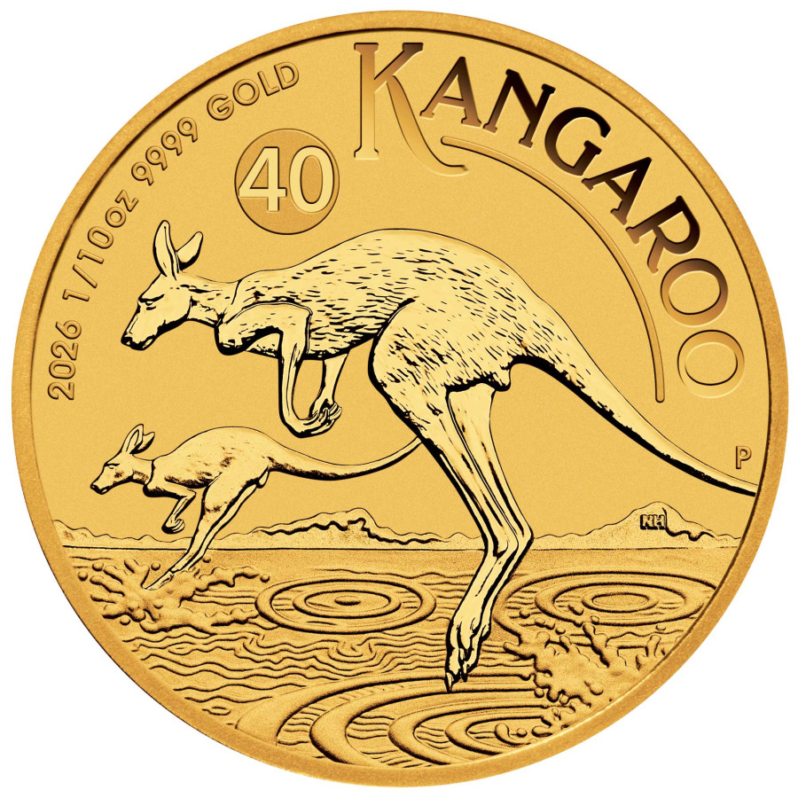 Gold coin Australian Kangaroo 1/10 oz 2026 40th anniversary Gold coin Australian Kangaroo 1/10 oz 2026 40th anniversary