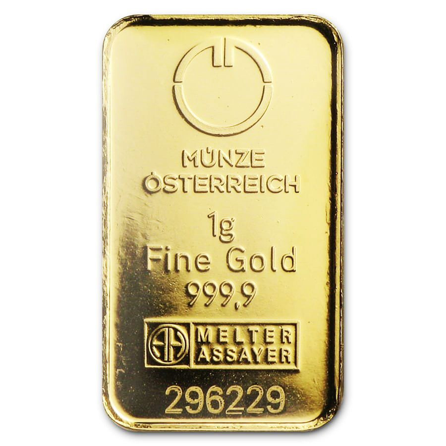 Gold ingot 1g Münze Österreich - Kinebar