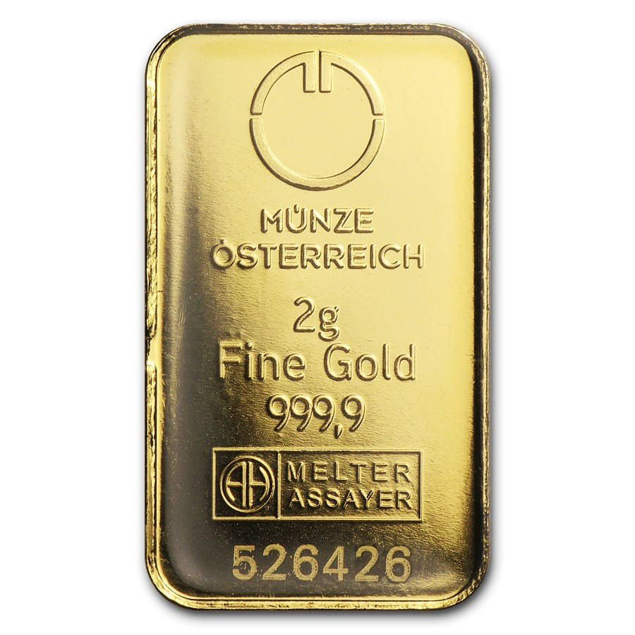Gold ingot 2g Münze Österreich