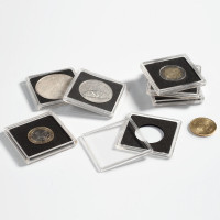 Square plastic capsule Quadrum for silver coins American Eagle, Kangaroo