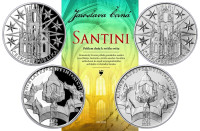 Set of two CNB silver coins 200 CZK Jan Blažej Santini + book Hell of the soul to the light of the world