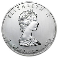 Silver coin Canadian Maple Leaf 1 oz (1988)