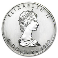 Silver coin Canadian Maple Leaf 1 oz (1989)