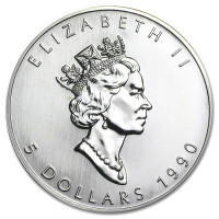 Silver coin Canadian Maple Leaf 1 oz (1990)