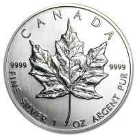 Silver coin Canadian Maple Leaf 1 oz (1990)