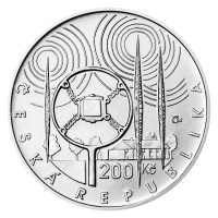 Silver coin ČNB 200 Kč 100th anniversary of the start of regular Czechoslovak radio broadcasting BU