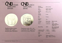 Silver coin ČNB 200 Kč 500th anniversary of the birth of Jan Blahoslav STANDARD