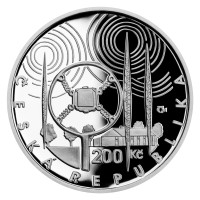 Silver coin ČNB 200 Kč 100th anniversary of the start of regular Czechoslovak radio broadcasting PROOF