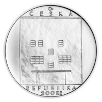 Silver coin 200CZK Birth of Adolf Loos stand