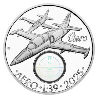 Silver coin ČNB 500 Kč Aero L-39 Albatros jet trainer PROOF