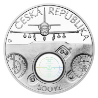 Silver coin ČNB 500 Kč Aero L-39 Albatros jet trainer PROOF